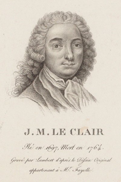 ヴァイオリン奏者で作曲家のジャン＝マリー・ルクレールの肖像（1697年～1764年）。 作： Jean Baptiste Ponce Lambert