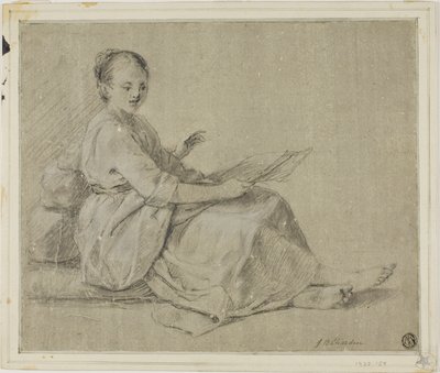 地面に座る裸足の女性 作： Jean Baptiste Simeon Chardin