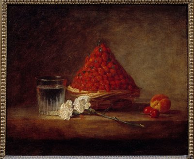 野いちごのバスケット ジャン・バティスト・シメオン・シャルダン（1699-1779）の絵画 18世紀 個人蔵 - 野いちごのバスケット。ジャン・バティスト・シメオン・シャルダン（1699-1779）の絵画 作： Jean Baptiste Simeon Chardin