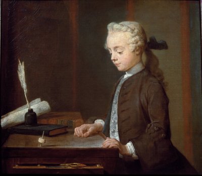 回転盤を持つ少年」（または「テートタムを持つ子供」） - 油彩・キャンバス 作： Jean Baptiste Simeon Chardin