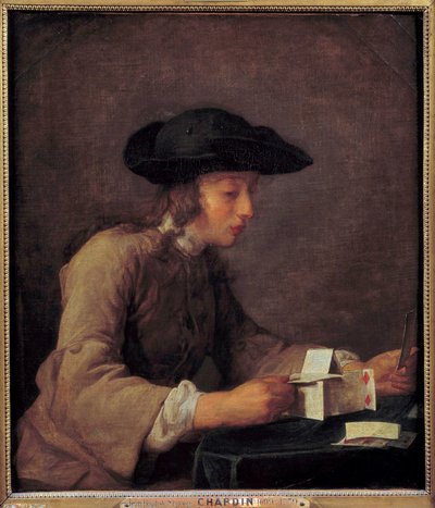 Le chateau de cartes ジャン・バティスト・シメオン・シャルダン（1699-1779）の絵画 18世紀 日0.77x0.68 m 作： Jean Baptiste Simeon Chardin