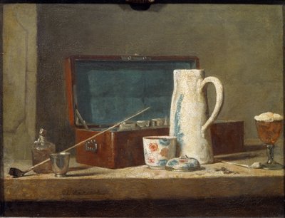 パイプと酒器（「ラ・タバギー」とも呼ばれる） - 油彩・キャンバス 作： Jean Baptiste Simeon Chardin