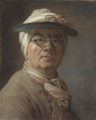 アイシェード付き自画像、1775年。 作： Jean Baptiste Simeon Chardin