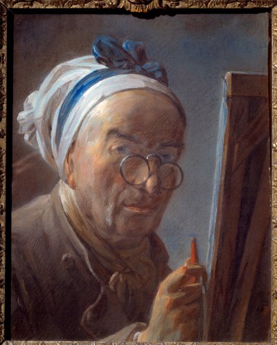 ジャン・ザ・バプティスト・シメオン・シャルダン（1699-1779）によるパステル画「イーゼルの自画像」 1779年 作： Jean Baptiste Simeon Chardin