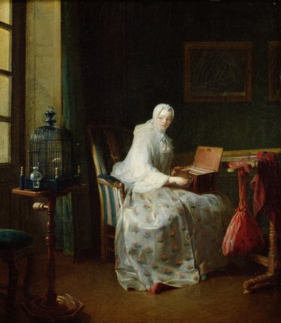 鳥のオルガンまたは快楽を変える女1751 作： Jean Baptiste Simeon Chardin