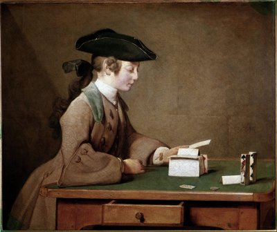ザ・ハウス・オブ・カード（油彩・キャンバス 作： Jean Baptiste Simeon Chardin