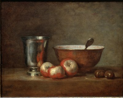 銀のゴブレット（または銀のカップ） - キャンバスに油彩 作： Jean Baptiste Simeon Chardin