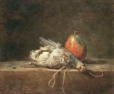 パートリッジと梨のある静物 作： Jean Baptiste Simeon Chardin