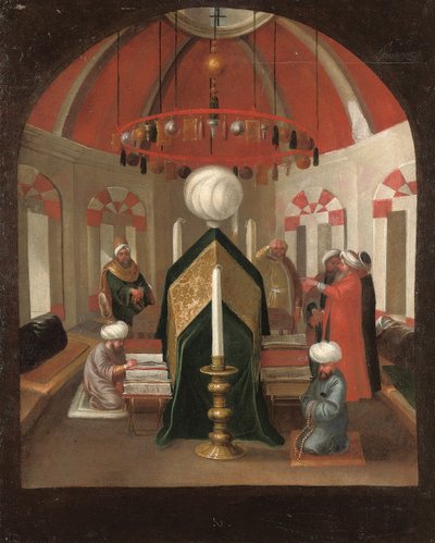 スルタンの墓に人物像があるトルコの霊廟 作： Jean Baptiste Vanmour