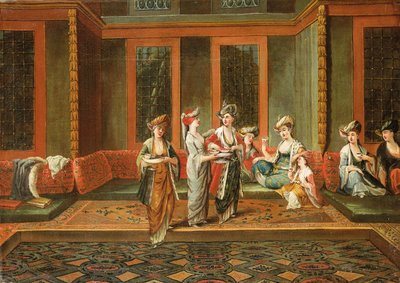 インテリアでコーヒーを飲むアルメニアの女性 作： Jean Baptiste Vanmour