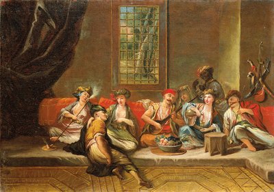 インテリアでギリシャの船員の陽気な作り 作： Jean Baptiste Vanmour