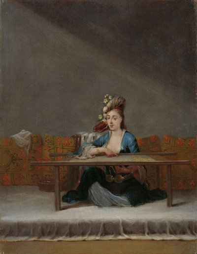 彼女の刺繍枠にいるトルコ人女性、1720-37年頃 作： Jean Baptiste Vanmour