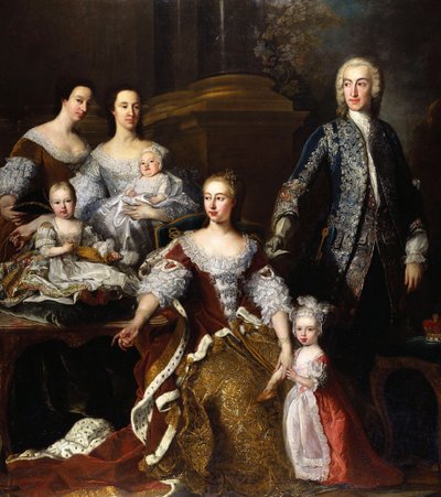 サックスゴータのオーガスタ、プリンセスオブウェールズ、家族と家族のメンバー、1739年 作： Jean Baptiste van Loo