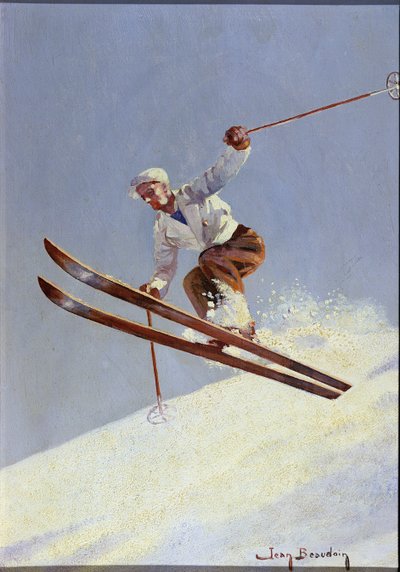 スキーヤー、1930年頃（キャンバスに油彩） 作： Jean Beaudoin