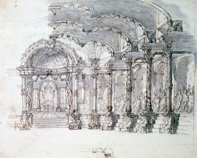 オペラ「プロセルピナ」のセットデザイン、c1680 作： Jean Berain, Jean Baptiste Lully