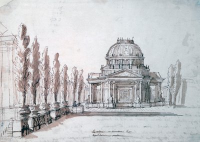 「アポロ神殿」、オペラ「アキレスとポリュクセネ」、c1687 作： Jean Berain, Jean Baptiste Lully