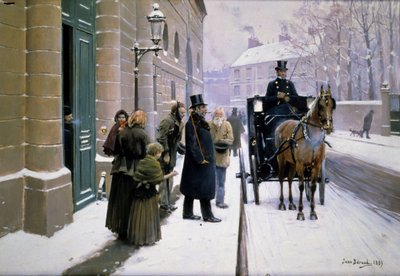 家を出るブルジョア、パリ 作： Jean Beraud