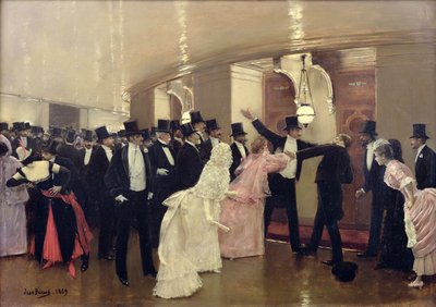 オペラの廊下での議論、1889年 作： Jean Beraud