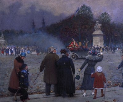 アンヴァリッドで掲げられたドイツ国旗（1914年頃）。 作： Jean Beraud
