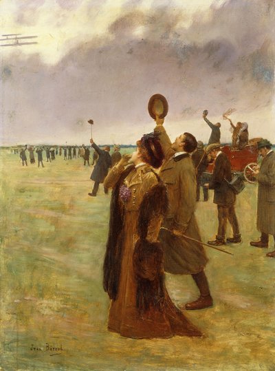 ライト複葉機の飛行。 Envole d "un Biplan Type Wright、 作： Jean Beraud