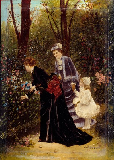 庭にて。ジャン・ベロー（1849-1935）の絵画 作： Jean Beraud