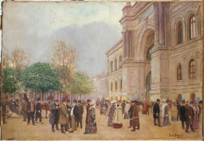 サロンを出る、パレ・ド・ランジュストリー、1890年頃（油彩・カンヴァス） 作： Jean Beraud