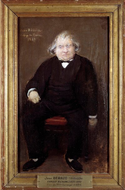フランスの哲学者、アーネスト・ルナン（1823-1892）の肖像 ジャン・ベロー（1849-1935）による絵画 1889年 Sun.0.27 x 0.16 m パリ、カルナヴァレ美術館 作： Jean Beraud