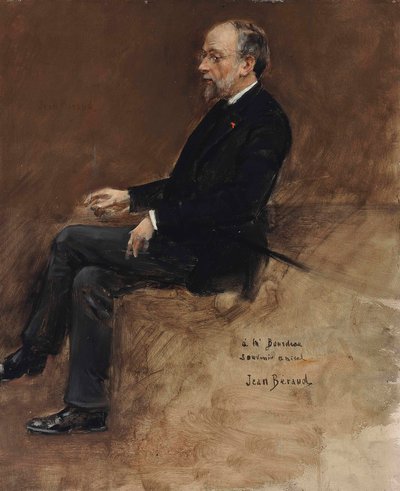 イポリット・テーヌの肖像（パネルに油彩） 作： Jean Beraud