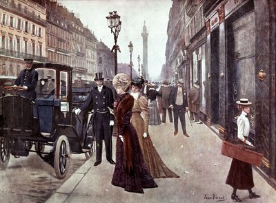 パリのラ・ペ通り、c. 1900年（絵画） 作： Jean Beraud