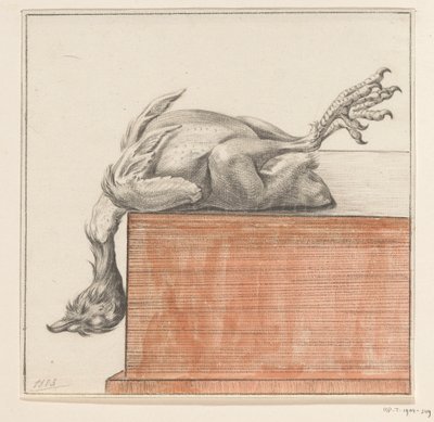横たわる死んだ鳥、頭を垂れ下がる 作： Jean Bernard