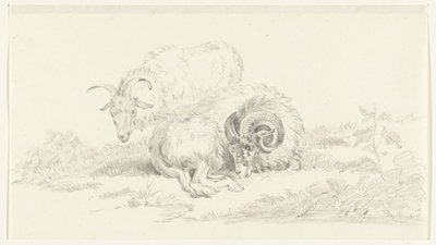 立っているヤギのための横になっているヤギ 作： Jean Bernard