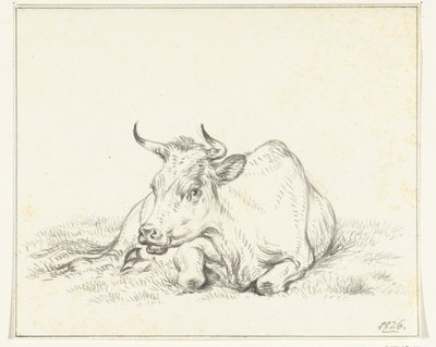 横たわる牛、正面から 作： Jean Bernard