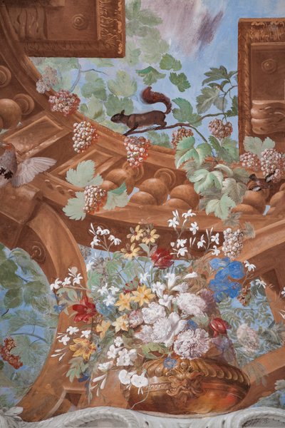 ワインの新芽、ブドウ、花、リス、詳細 作： Jean Boulanger