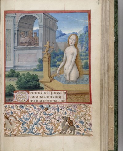 バトシェバの入浴予約時間、1485-1499 作： Jean Bourdichon