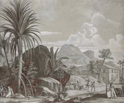 散歩に出かける、Dufour＆Cieによるシリーズ「Paulet Virginie」の壁紙パネル、c.1823 作： Jean Broc