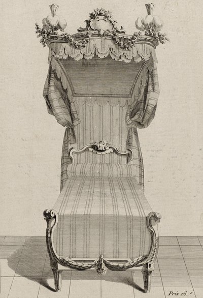 1770年代半ばに出版された「Lit à la Française」（レイド紙にエングレービング 作： Jean Charles (after) Delafosse