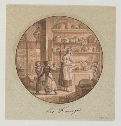 Service des Objets de Dessert (デザート サービス) の彩色磁器プレート、Les Fromages (チーズ) のデザイン 作： Jean Charles Develly