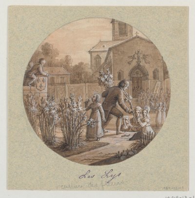 Service de la Culture des Fleurs (花の栽培サービス) の彩色磁器プレート、Les Lys (ユリ) のデザイン 作： Jean Charles Develly
