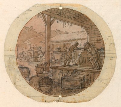絵付け磁器皿のデザイン、商品の積み降ろし 作： Jean Charles Develly