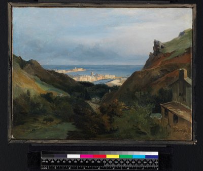 1875年以前の、港を望むイタリアの風景 作： Jean Charles Joseph Rémond