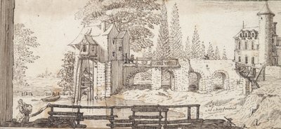 ミルと池のある素朴な風景 作： Jean Chaufourier