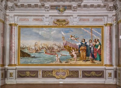 マルコ・アントニーとクレオパトラの出会い（フレスコ画） 作： Jean & Cialdieri Girolamo (1641 44)) Boulanger