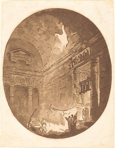 ローマの別荘の内部 作： Jean Claude Richard, Abbé de Saint Non after Hubert Robert