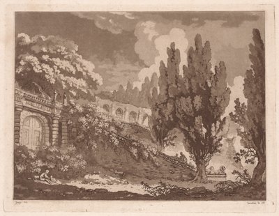 イタリア庭園の階段、1766年。 作： Jean Claude Richard Saint Non