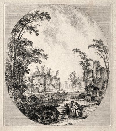アッピア街道の一部、1756 年。 作： Jean Claude Richard de Saint Non