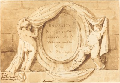 タイトル ページ: ボローニャのサン ミケーレ デ ボスコ教会の楕円形のデザイン 作： Jean Claude Richard de Saint Non after Jean Honoré Fragonard after Carlo Cignani