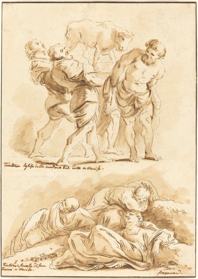 オリーブ山での黄金の子牛とキリストの礼拝 作： Jean Claude Richard de Saint Non after Jean Honoré Fragonard after Jacopo Tintoretto