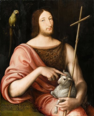 洗礼者聖ヨハネとしてのフランスのフランシスコ1世（1494-1547）の肖像。 1518 作： Jean Clouet