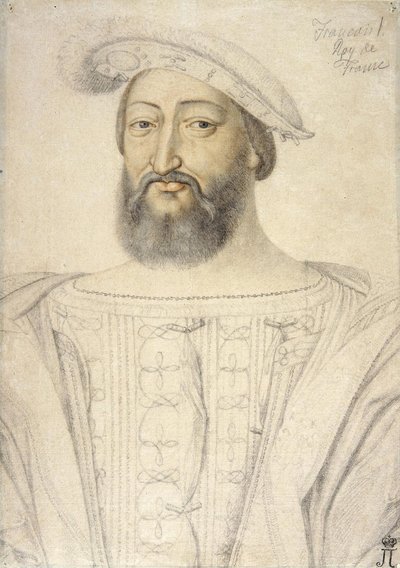 フランス王フランシス1世（1494-1547）の肖像 par Clouet, Jean (c. 1485-1541).紙に黒チョークとサンギー、サイズ：31,6x22,5、16世紀前半、サンクトペテルブルク、エルミタージュ美術館所蔵 作： Jean Clouet