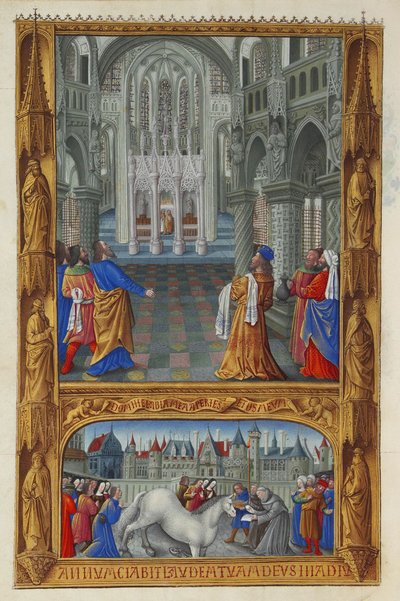Les Très Riches Heures du Duc de Berry, Folio 129v - The Holy Sacrament 作： Jean Colombe